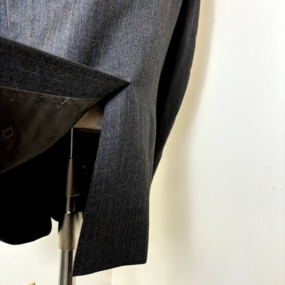 Christian Dior Sz 42R Men's Gray Striped Blazer Pure Virgin Wool Suit Jacket VTG - Picture 8 of 11